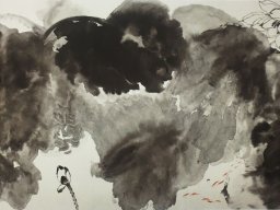 S070 夏雨墨---落葉寫魚影 69x138cm 2004